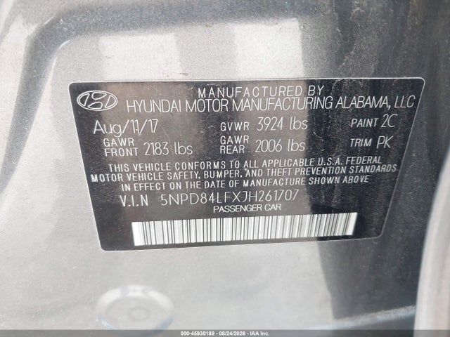 Продажа на аукционе авто 2018 Hyundai Elantra Sel, vin: 5NPD84LFXJH261707, номер лота: 45930189
