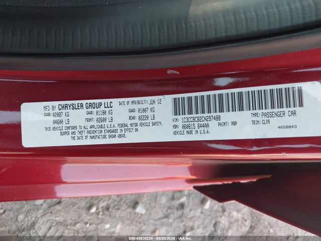 Aukcja sprzedaży 2012 Chrysler 200 Limited, vin: 1C3CCBCB2CN297488, numer aukcji: 45930225