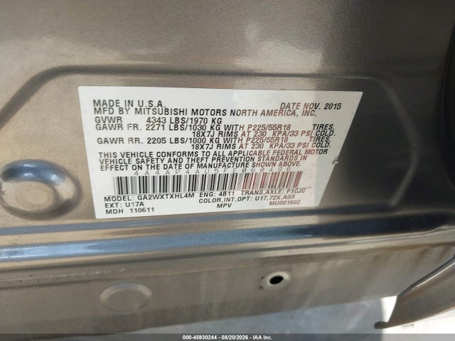 Продажа на аукционе авто 2015 Mitsubishi Outlander Sport Se, vin: 4A4AP4AU5FE060496, номер лота: 45930244