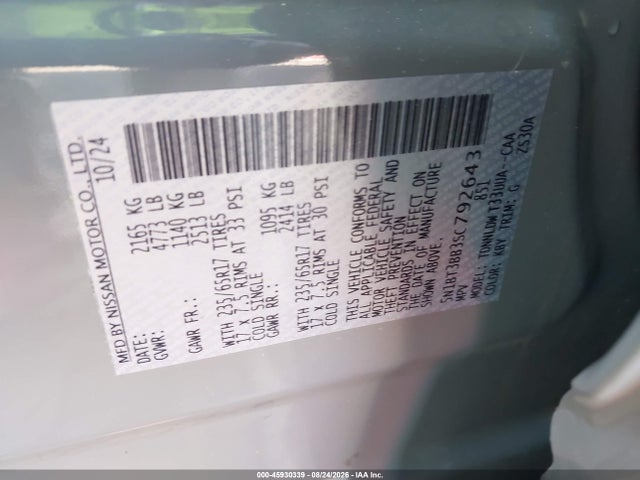 Продажа на аукционе авто 2025 Nissan Rogue Rock Creek, vin: 5N1BT3BB3SC792643, номер лота: 45930339