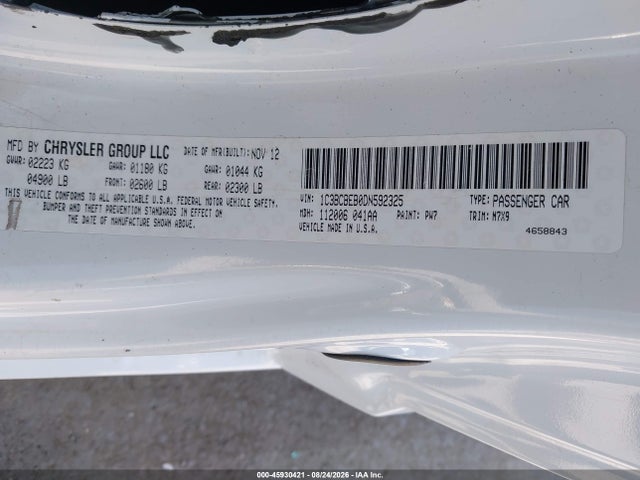 45930421 :رقم المزاد ، 1C3BCBEB0DN592325 vin ، 2013 Chrysler 200 Touring مزاد بيع