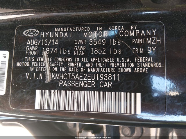 Продажа на аукционе авто 2014 Hyundai Accent Gs, vin: KMHCT5AE2EU193811, номер лота: 45930422