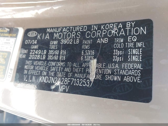 KIA Soul 2015 KNDJN2A28F7132537 Image 9