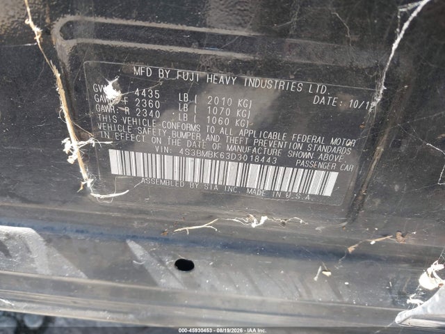 45930453 :رقم المزاد ، 4S3BMBK63D3018443 vin ، 2013 Subaru Legacy 2.5i Limited مزاد بيع