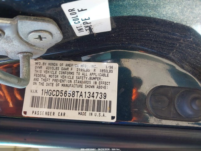 Продажа на аукционе авто 1996 Honda Accord Ex/ex-r, vin: 1HGCD5658TA134739, номер лота: 45930461