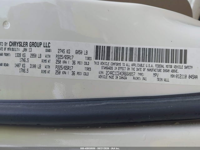 Aukcja sprzedaży 2013 Chrysler Town & Country Touring-l, vin: 2C4RC1CG4DR660857, numer aukcji: 45930558