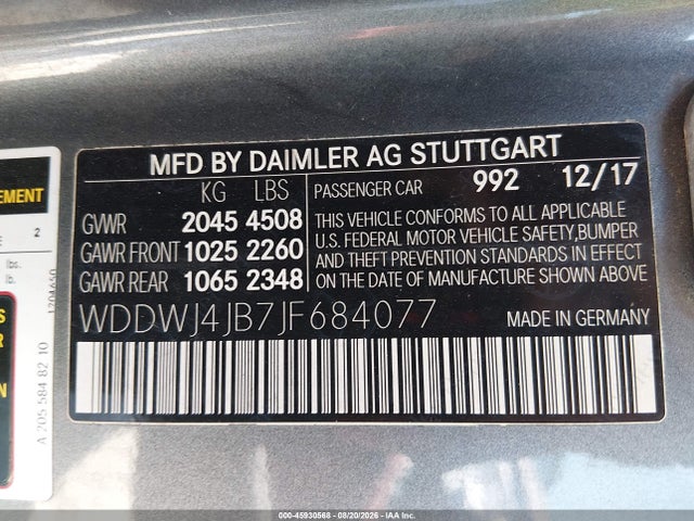 Продажа на аукционе авто 2018 Mercedes-benz C 300, vin: WDDWJ4JB7JF684077, номер лота: 45930568