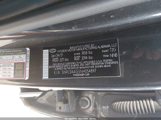 2022 Hyundai Elantra Sel მანქანა იყიდება აუქციონზე, vin: 5NPLS4AG5NH054897, აუქციონის ნომერი: 45930575