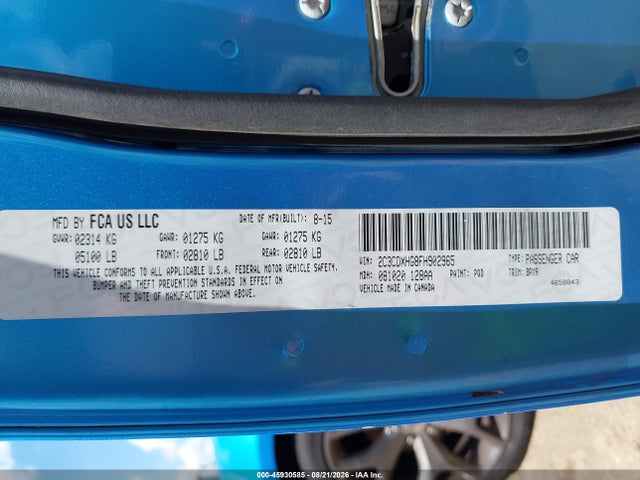 45930585 :رقم المزاد ، 2C3CDXHG8FH902965 vin ، 2015 Dodge Charger Sxt مزاد بيع
