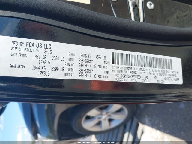 2016 Jeep Compass Sport მანქანა იყიდება აუქციონზე, vin: 1C4NJDBB8GD556844, აუქციონის ნომერი: 45930617