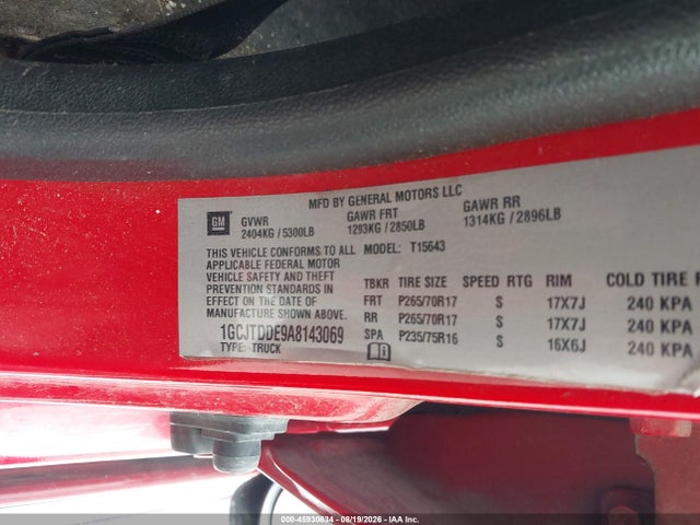45930634 :رقم المزاد ، 1GCJTDDE9A8143069 vin ، 2010 Chevrolet Colorado 2lt مزاد بيع