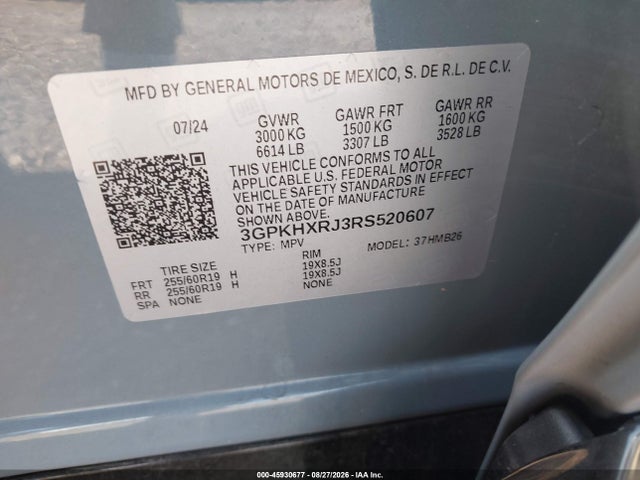 45930677 :رقم المزاد ، 3GPKHXRJ3RS520607 vin ، 2024 Honda Prologue Touring مزاد بيع