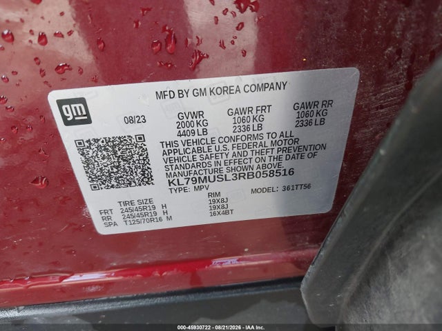 45930722 :رقم المزاد ، KL79MUSL3RB058516 vin ، 2024 Chevrolet Trailblazer Awd Rs مزاد بيع