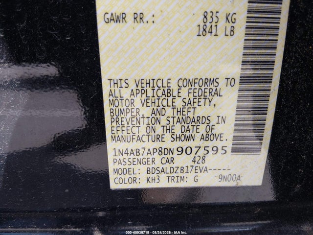 Продажа на аукционе авто 2013 Nissan Sentra Sv, vin: 1N4AB7AP8DN907595, номер лота: 45930718