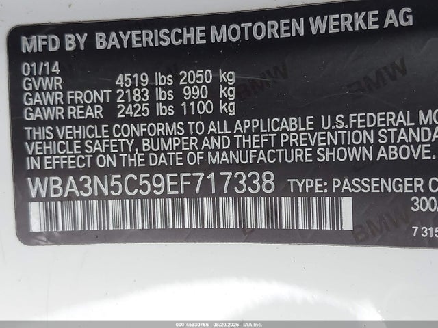 2014 Bmw 428i Xdrive მანქანა იყიდება აუქციონზე, vin: WBA3N5C59EF717338, აუქციონის ნომერი: 45930766