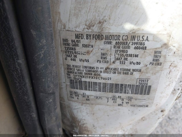 Aukcja sprzedaży 2001 Ford F-250 Lariat/xl/xlt, vin: 1FTNX21FX1EC96021, numer aukcji: 45930796