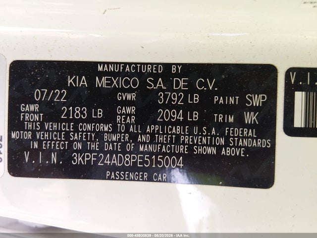 Продаж на аукціоні авто 2023 Kia Forte Lxs, vin: 3KPF24AD8PE515004, номер лоту: 45930839
