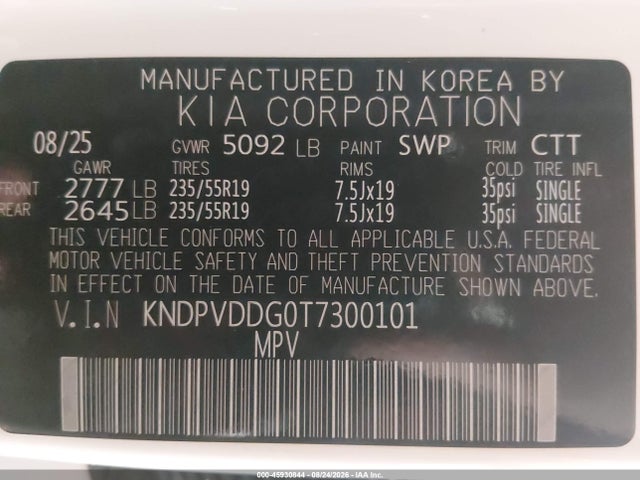 Продаж на аукціоні авто 2026 Kia Sportage Hybrid X-line, vin: KNDPVDDG0T7300101, номер лоту: 45930844
