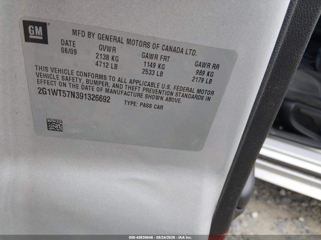 Aukcja sprzedaży 2009 Chevrolet Impala Lt, vin: 2G1WT57N391326692, numer aukcji: 45930846