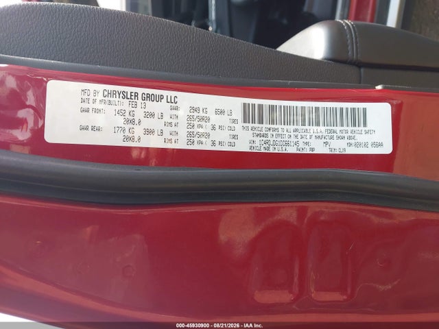 45930900 :رقم المزاد ، 1C4RDJDG1DC661145 vin ، 2013 Dodge Durango Crew مزاد بيع