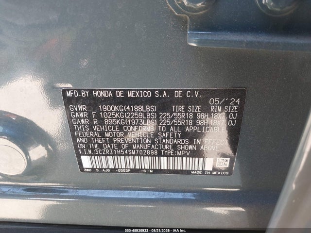 Продажа на аукционе авто 2025 Honda Hr-v 2wd Sport, vin: 3CZRZ1H54SM702898, номер лота: 45930933