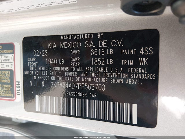 Aukcja sprzedaży 2023 Kia Rio Lx, vin: 3KPA24AD7PE563703, numer aukcji: 45930956