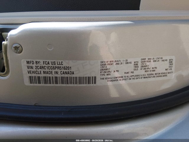 Продажа на аукционе авто 2023 Chrysler Voyager Lx, vin: 2C4RC1CG6PR516201, номер лота: 45930992