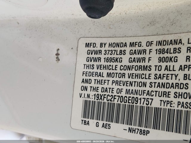 19XFC2F70GE091757 Honda CIVIC EX