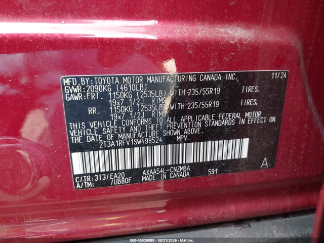 45930999 :رقم المزاد ، 2T3A1RFV1SW498524 vin ، 2025 Toyota Rav4 Xle Premium مزاد بيع