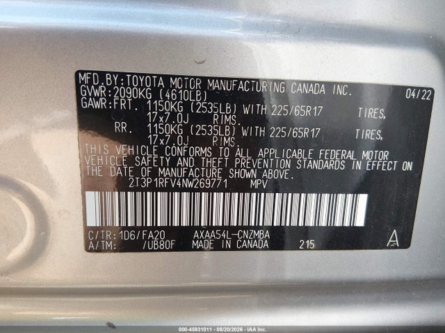 Toyota Rav4 Xle 2022 2T3P1RFV4NW269771 Image 9
