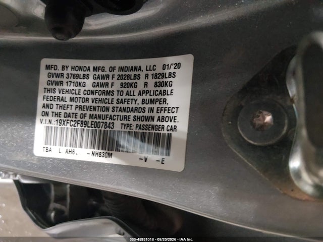 Honda Civic Sport 2020 19XFC2F89LE007843 Image 9