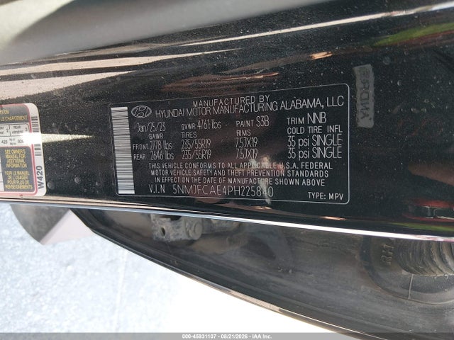 2023 Hyundai Tucson Sel მანქანა იყიდება აუქციონზე, vin: 5NMJFCAE4PH225840, აუქციონის ნომერი: 45931107