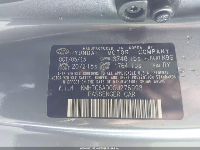 Продажа на аукционе авто 2016 Hyundai Veloster, vin: KMHTC6AD0GU276993, номер лота: 45931115