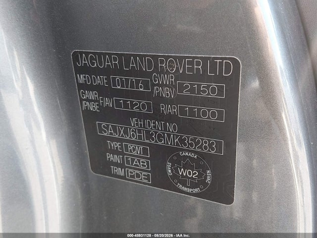 Продаж на аукціоні авто 2016 Jaguar F-type R, vin: SAJXJ6HL3GMK35283, номер лоту: 45931128