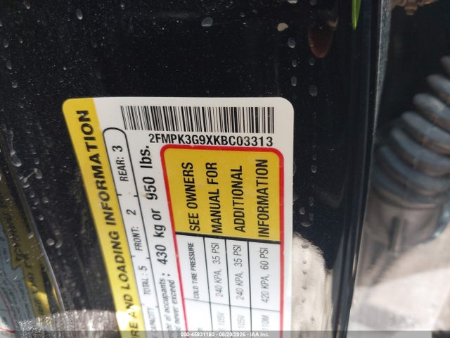 Продаж на аукціоні авто 2019 Ford Edge Se, vin: 2FMPK3G9XKBC03313, номер лоту: 45931160