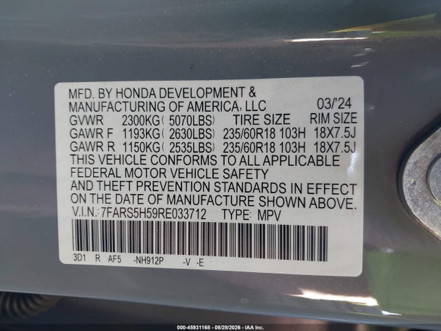 7FARS5H59RE033712 Honda Cr-v Hybrid Sport