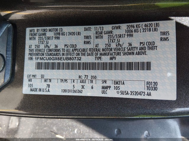 Ford ESCAPE SE 2014 1FMCU0GX6EUB80732 Image 9