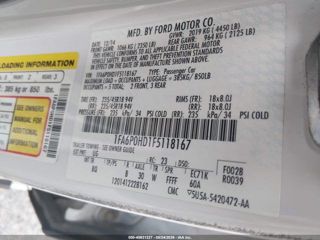 1FA6P0HD1F5118167 Ford FUSION SE