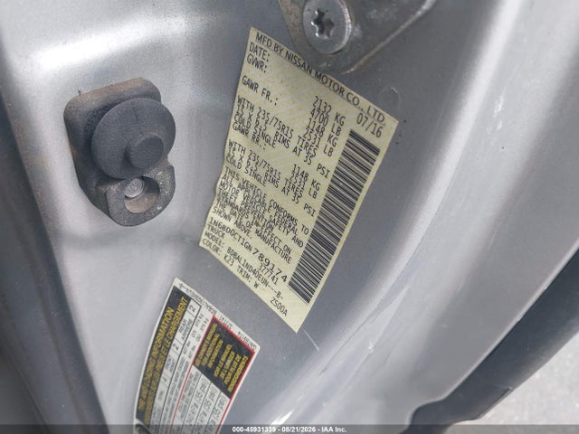 2016 Nissan Frontier S მანქანა იყიდება აუქციონზე, vin: 1N6BD0CT1GN789174, აუქციონის ნომერი: 45931339