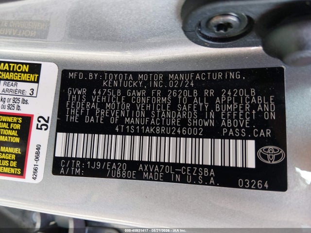 Продаж на аукціоні авто 2024 Toyota Camry Se, vin: 4T1S11AK8RU246002, номер лоту: 45931417