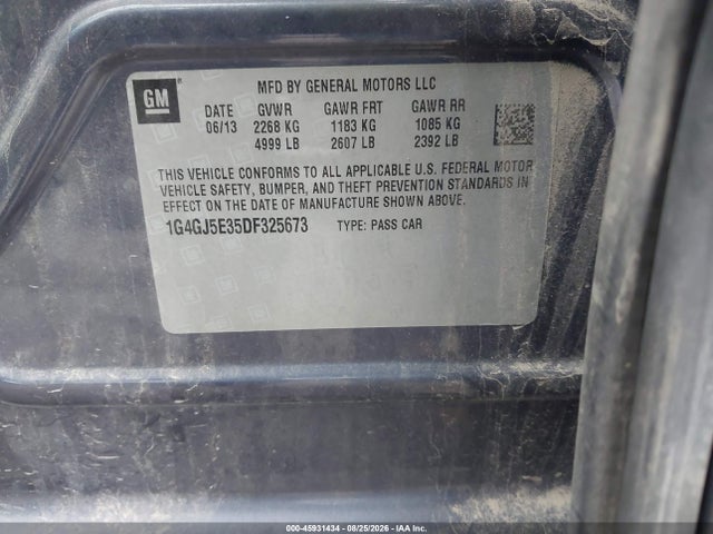 2013 Buick Lacrosse Touring Group მანქანა იყიდება აუქციონზე, vin: 1G4GJ5E35DF325673, აუქციონის ნომერი: 45931434
