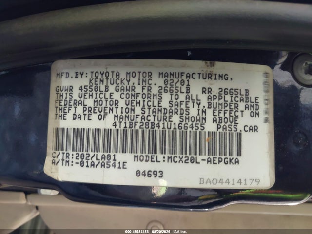 Продажа на аукционе авто 2001 Toyota Avalon Xls, vin: 4T1BF28B41U166455, номер лота: 45931456