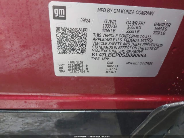 Продажа на аукционе авто 2025 Buick Envista Sport Touring Fwd, vin: KL47LBEP0SB090694, номер лота: 45931467
