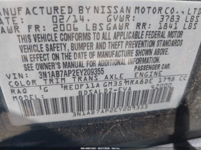 Nissan SENTRA SV 2014 3N1AB7AP2EY209355 Image 9
