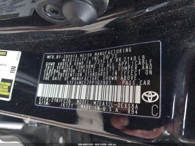 Продаж на аукціоні авто 2023 Toyota Corolla Se, vin: 5YFS4MCE7PP162901, номер лоту: 45931525
