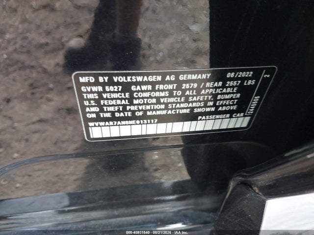 Продаж на аукціоні авто 2022 Volkswagen Arteon 2.0t Sel R-line, vin: WVWAR7AN8NE013117, номер лоту: 45931540