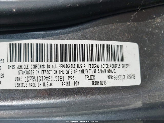 Aukcja sprzedaży 2010 Dodge Ram 1500 Slt/sport/trx, vin: 1D7RV1GT2AS115161, numer aukcji: 45931545