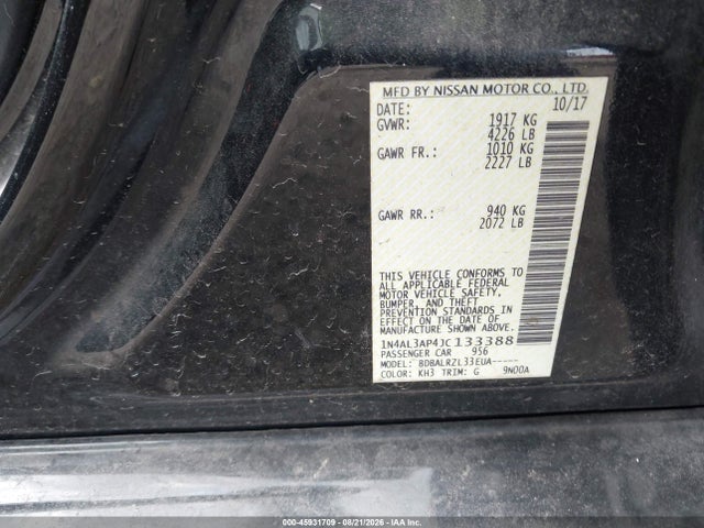 Продаж на аукціоні авто 2018 Nissan Altima 2.5 Sl, vin: 1N4AL3AP4JC133388, номер лоту: 45931709
