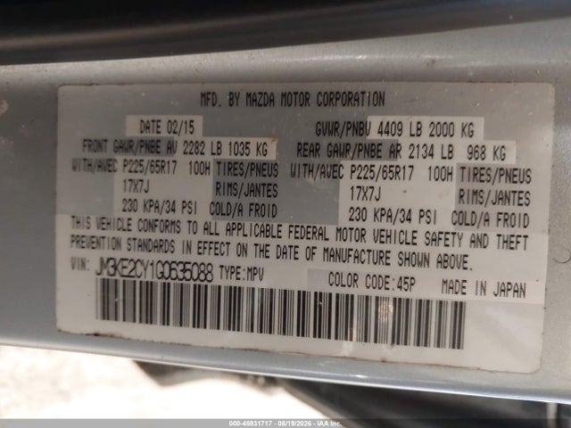 Aukcja sprzedaży 2016 Mazda Cx-5 Touring, vin: JM3KE2CY1G0635088, numer aukcji: 45931717