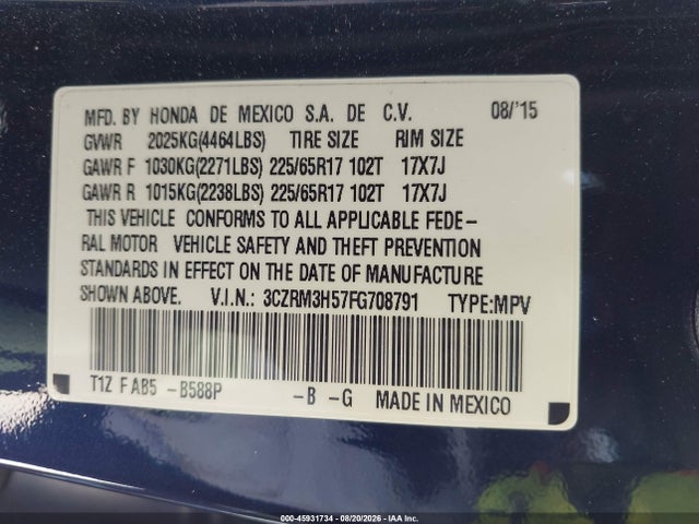 Honda CR-V EX 2015 3CZRM3H57FG708791 Image 9